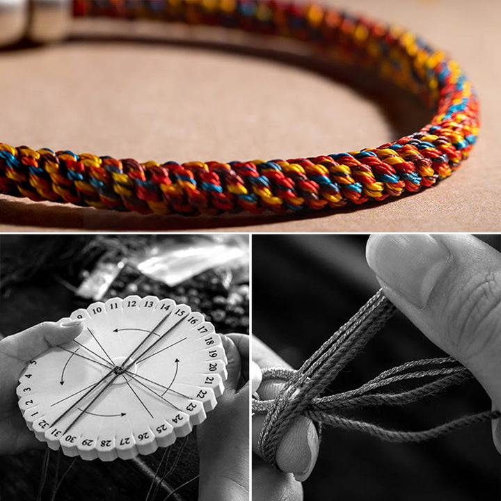 Buddha Stones Handmade Tibetan 925 Sterling Silver Chinese Zodiac Natal Buddha Zakiram Goddess of Wealth Protection Multicolored Rope Braided Bracelet - image 6