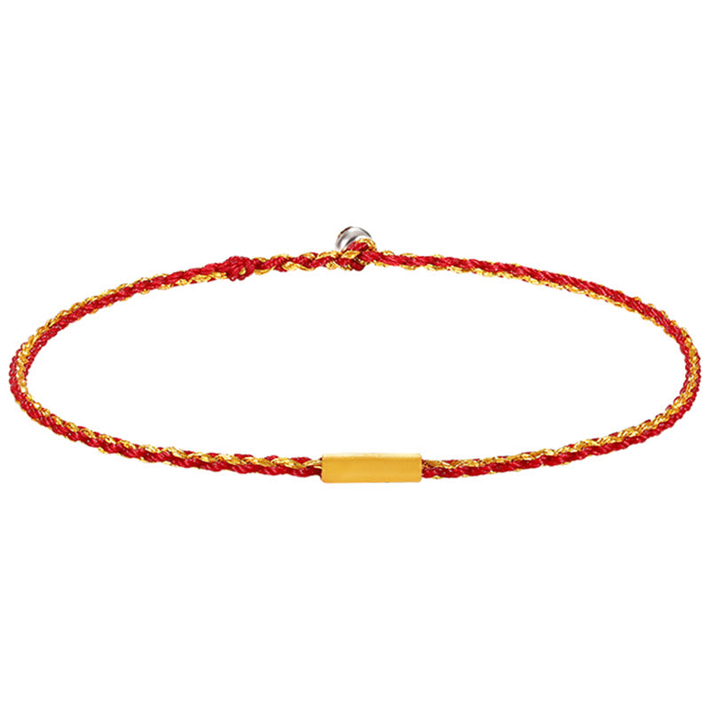 Buddha Stones 999 Gold Bead Handmade Four Thread Wishful Knots Braided Protection Bracelet - image 12