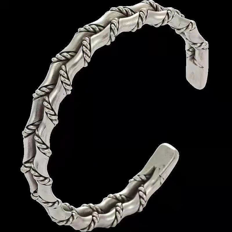 Buddha Stones Vintage Double Layer Bamboo Pattern Luck Cuff Bracelet Bangle - image 3
