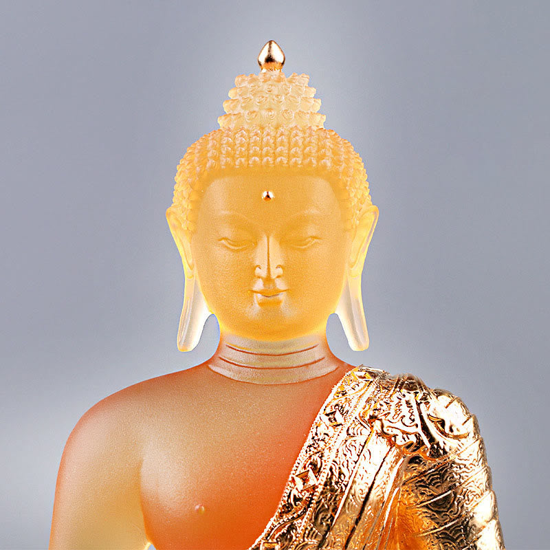 Buddha Stones Buddha Handmade Figurine Liuli Art Piece Serenity Statue Home Offering Decoration - image 5