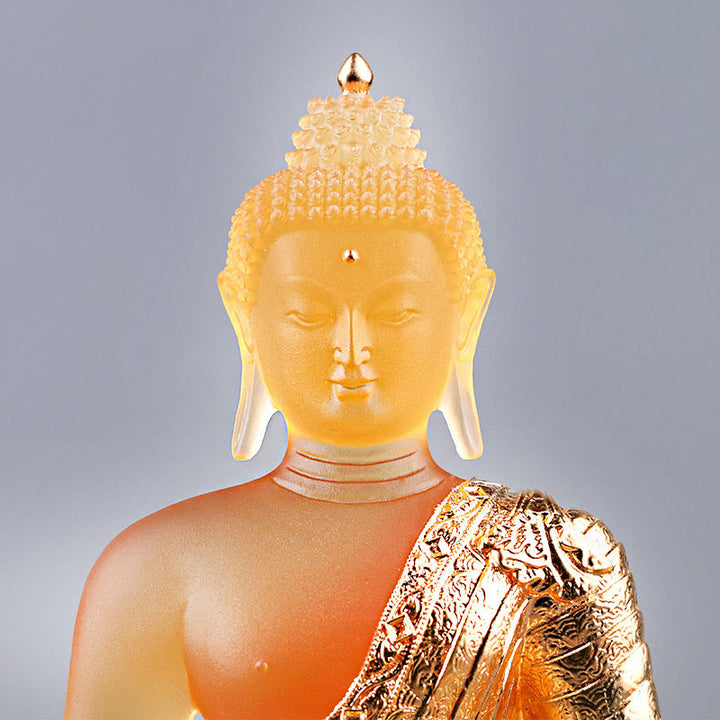 Buddha Stones Buddha Handmade Figurine Liuli Art Piece Serenity Statue Home Offering Decoration - image 5