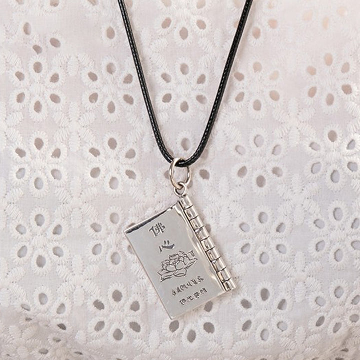 Buddha Stones 990 Sterling Silver Heart Sutra Great Compassion Shurangama Mantra Lotus Vajra Peace Necklace Pendant - image 5