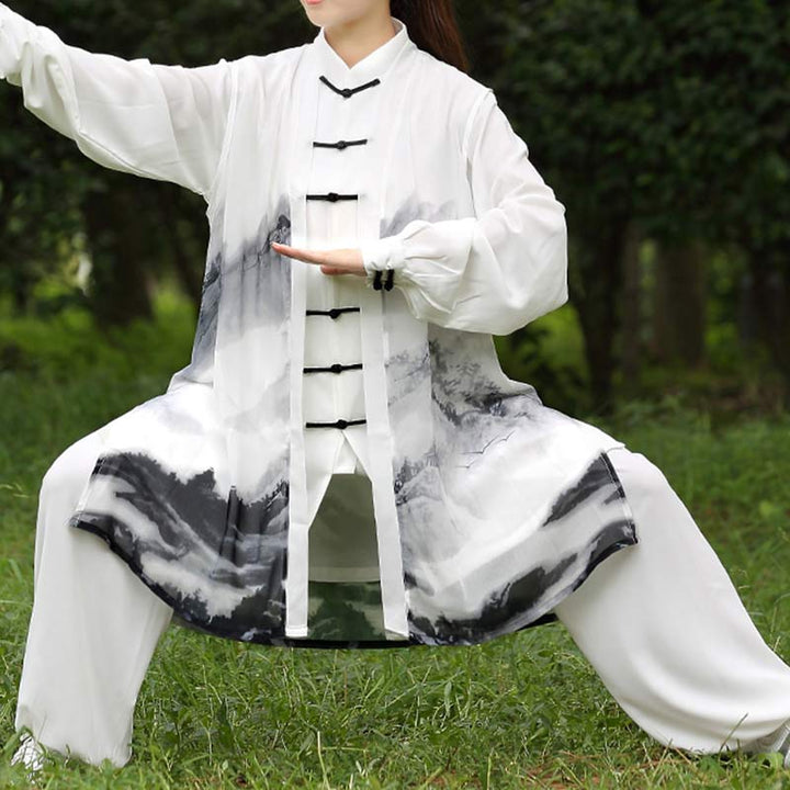 3Pcs Ink Painting Meditation Prayer Spiritual Zen Tai Chi Qigong Practice Unisex Clothing Set - image 2