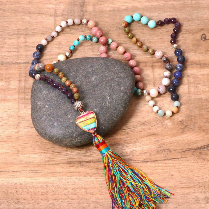 Tibetan Turquoise Lazurite Zebra Jasper Balance Necklace - image 3