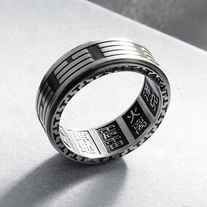 Buddha Stones Bagua Yin Yang Titanium Steel Balance Rotatable Ring - image 8