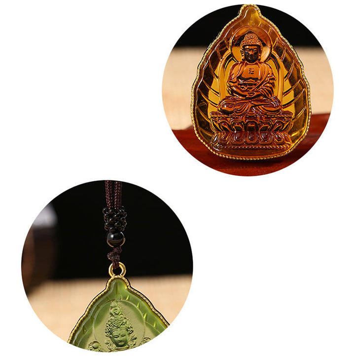 Buddha Stones Tibetan Buddha Liuli Crystal Serenity Necklace Pendant - image 5