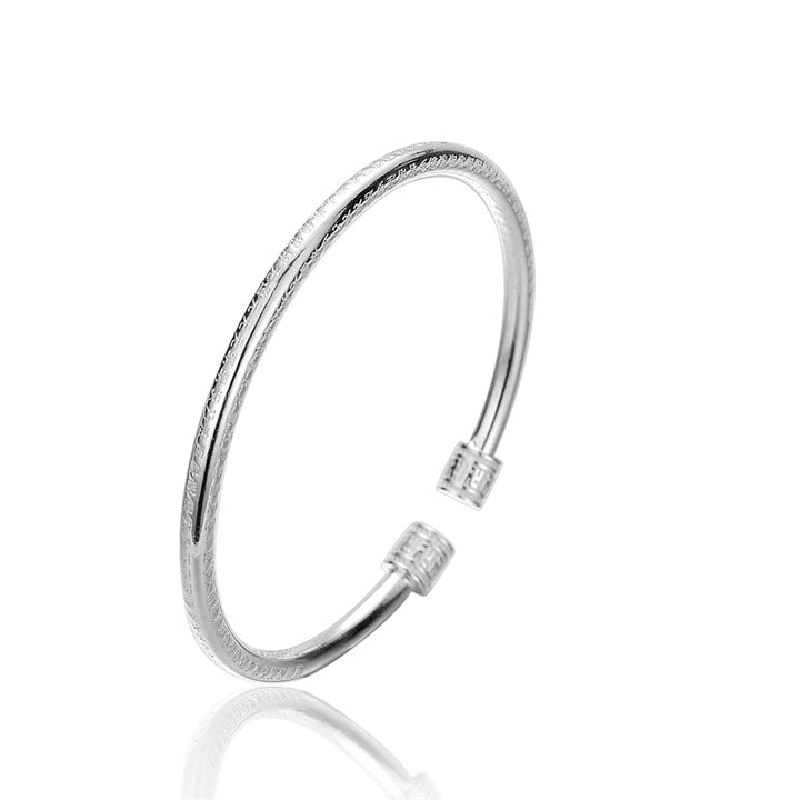 Buddha Stones Heart Sutra Engraved Swastika Pattern Luck White Copper Bracelet Bangle - image 6