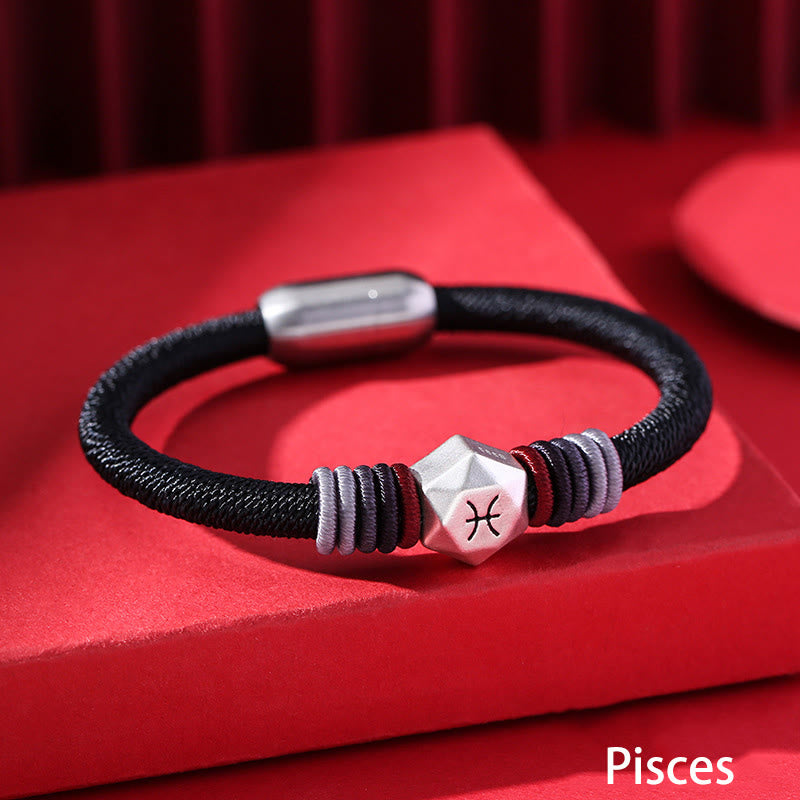 Buddha Stones 999 Sterling Silver 12 Constellations of the Zodiac Blessing Handmade String Bracelet - Pisces - image 18