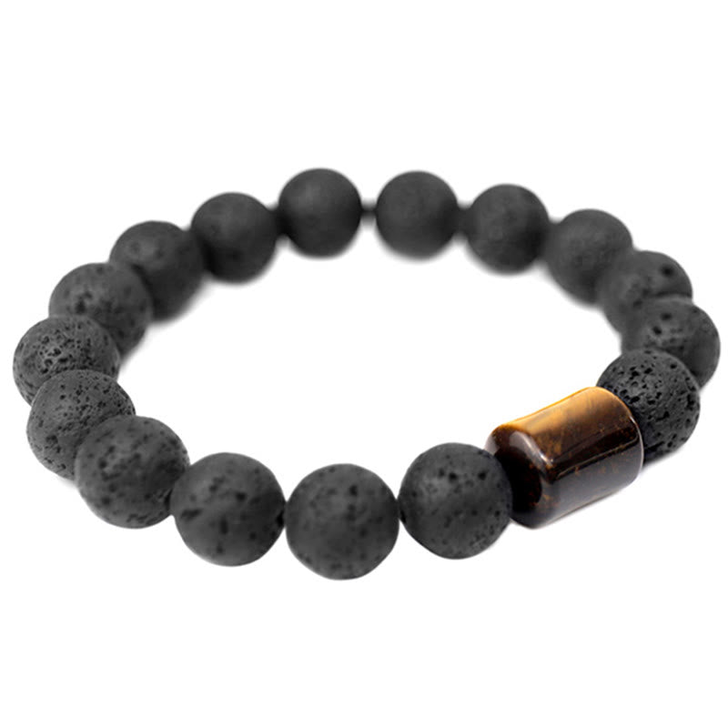 Buddha Stones Lava Rock Ebony Wood Tiger Eye Healing Bracelet - image 14