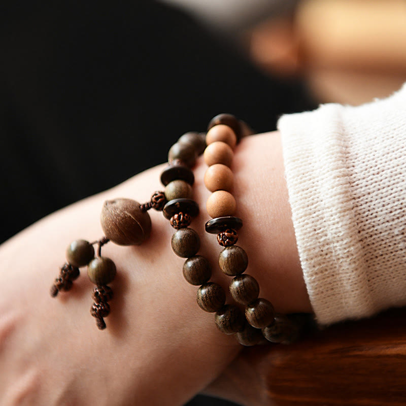 Buddha Stones Tibetan Sandalwood Protection Charm Mala Bracelet - image 2