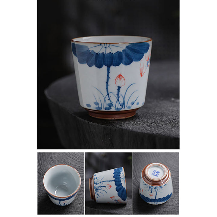Buddha Stones Lotus Flower Leaf Bamboo Ceramic Teacup Kung Fu Tea Cups - image 3