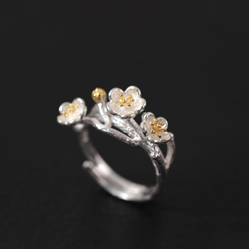 Buddha Stones 925 Sterling Silver Plum Blossom Floral Blessing Earrings - image 3