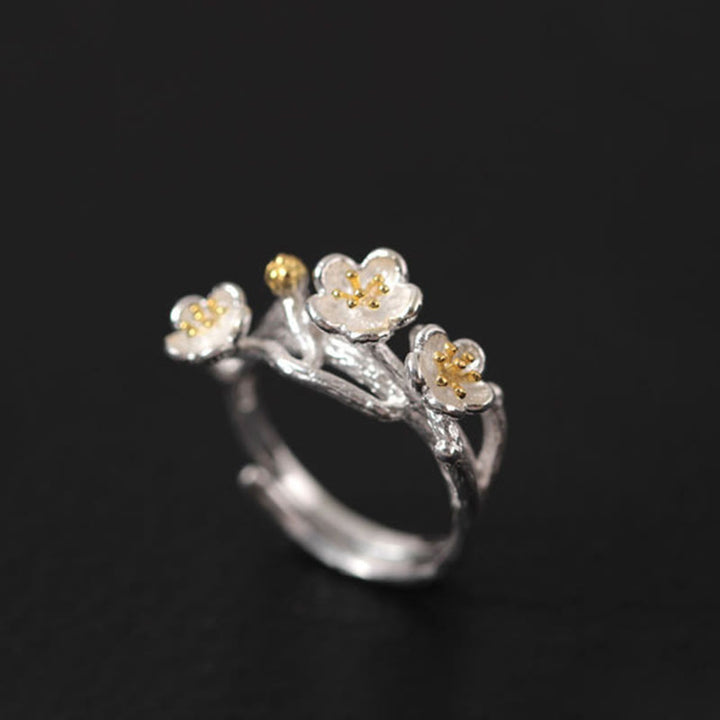 Buddha Stones 925 Sterling Silver Plum Blossom Floral Blessing Earrings - image 3