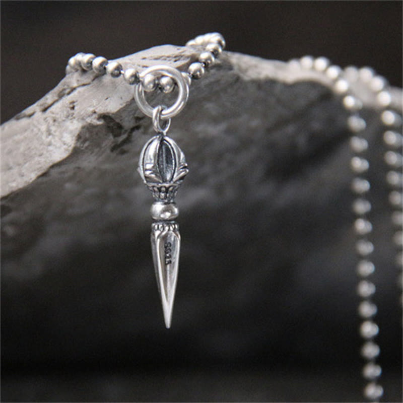 Buddha Stones 925 Sterling Silver Dorje Vajra Spiritual Power Strength Necklace Pendant - image 1