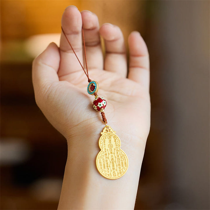 Buddha Stones Wu Lou Gourd Fu Character Tai Sui Amulet Fortune Phone Hanging Decoration Key Chain - image 3