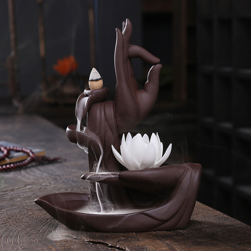 Buddha Stones Tibetan Lotus Blessing Incense Burner Decoration - 2 - image 3