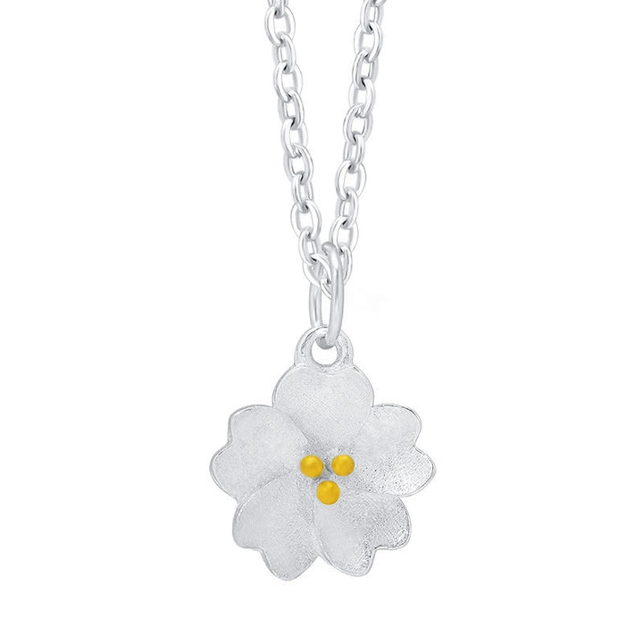 Buddha Stones 925 Sterling Silver Cherry Blossom Flower Blessing Necklace Pendant - image 10