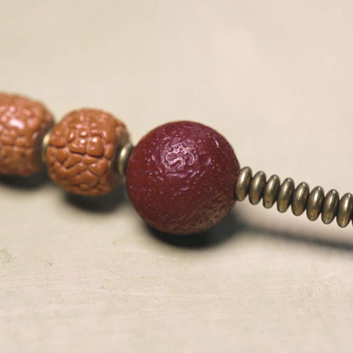 Buddha Stones 108 Mala Rudraksha Beads Bodhi Seed Dzi Bead Luck Auspiciousness Tassel Bracelet - image 4