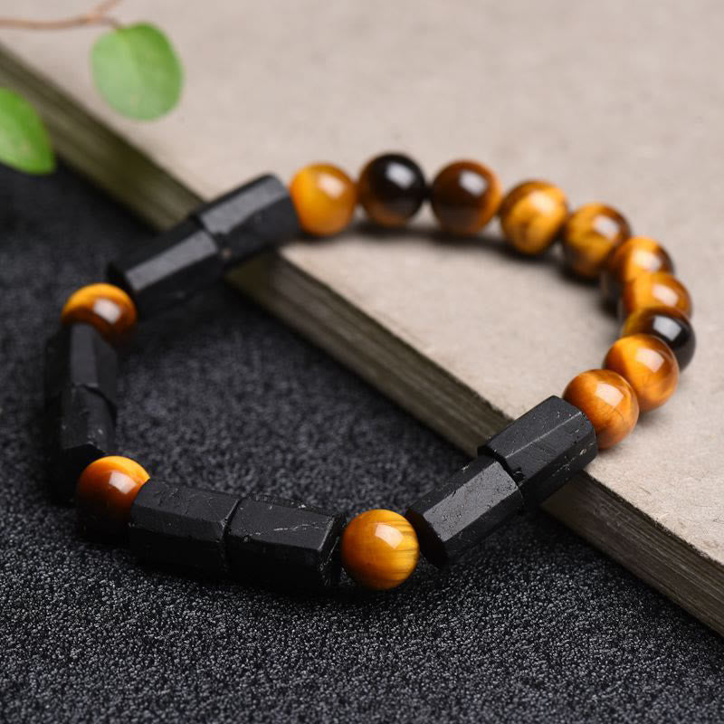 Buddha Stones Natural Black Tourmaline Tiger Eye Positive Bracelet - image 1