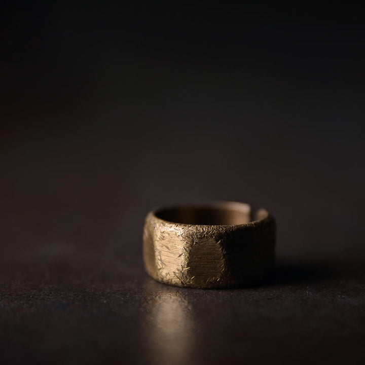 Buddha Stones Tibetan Simple Design Copper Brass Frosted Wealth Ring - 10mm - Women - image 9
