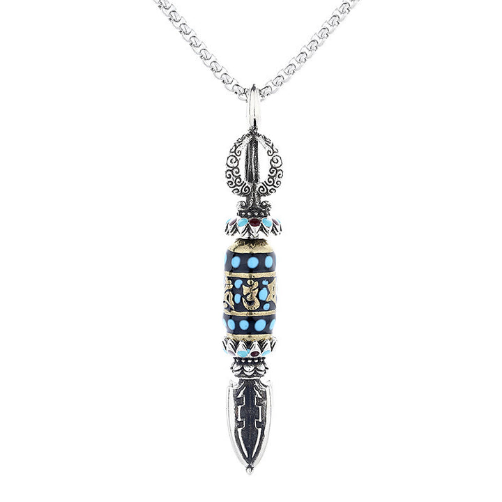 Buddha Stones Tibetan Om Mani Padme Hum Protection Wealth Rotatable Necklace Pendant - image 5