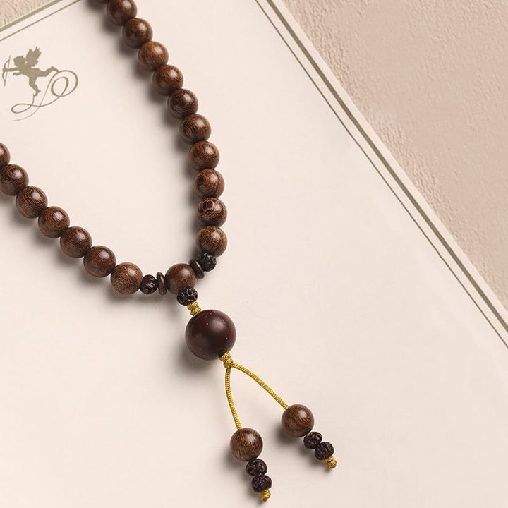 Buddha Stones Sandalwood Small Leaf Red Sandalwood Bodhi Seed Purification Double Wrap Bracelet - image 15