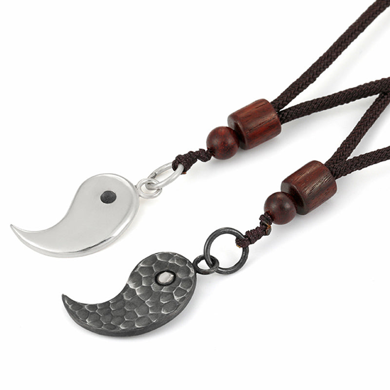 Buddha Stones 990 Sterling Silver Yin Yang Balance Harmony Necklace Pendant - image 15