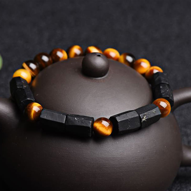 Buddha Stones Natural Black Tourmaline Tiger Eye Positive Bracelet - image 2