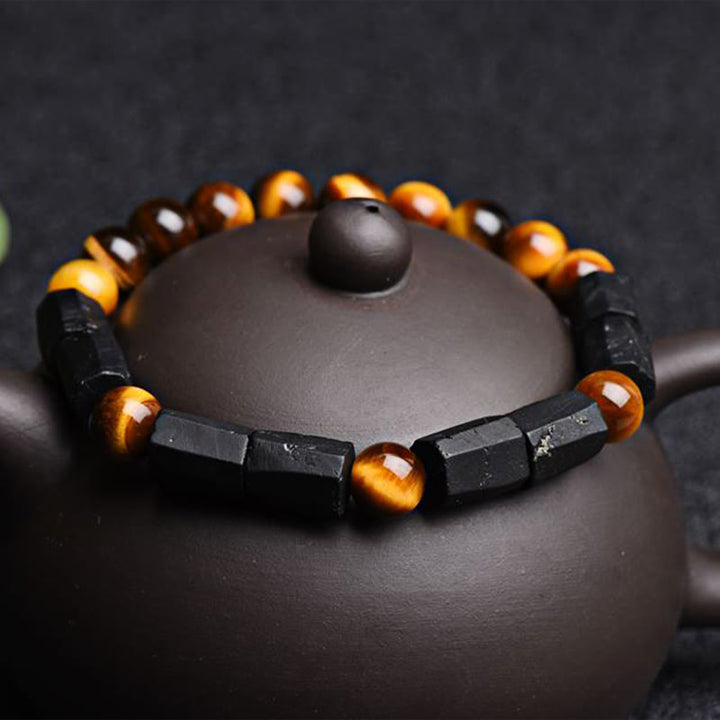 Buddha Stones Natural Black Tourmaline Tiger Eye Positive Bracelet - image 2