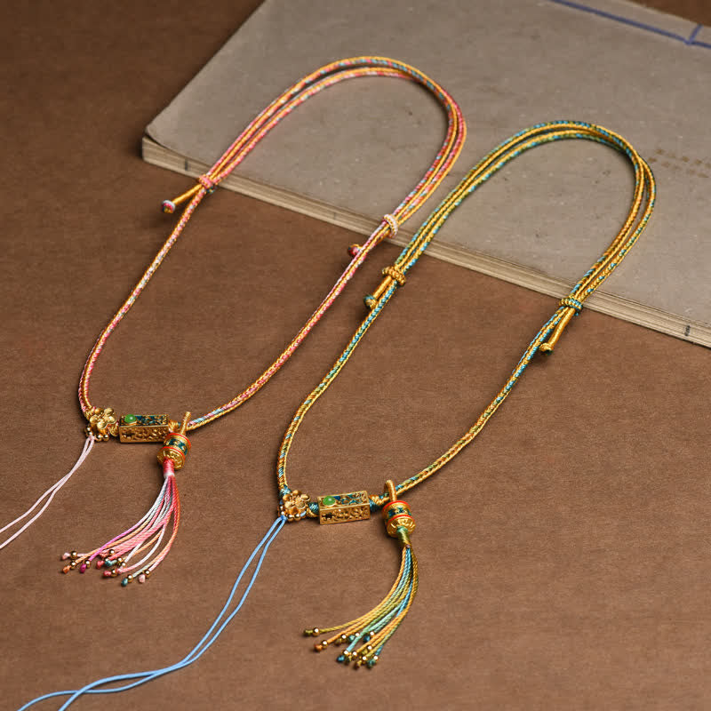 Buddha Stones Colorful String Copper Wealth Necklace Pendant - image 1
