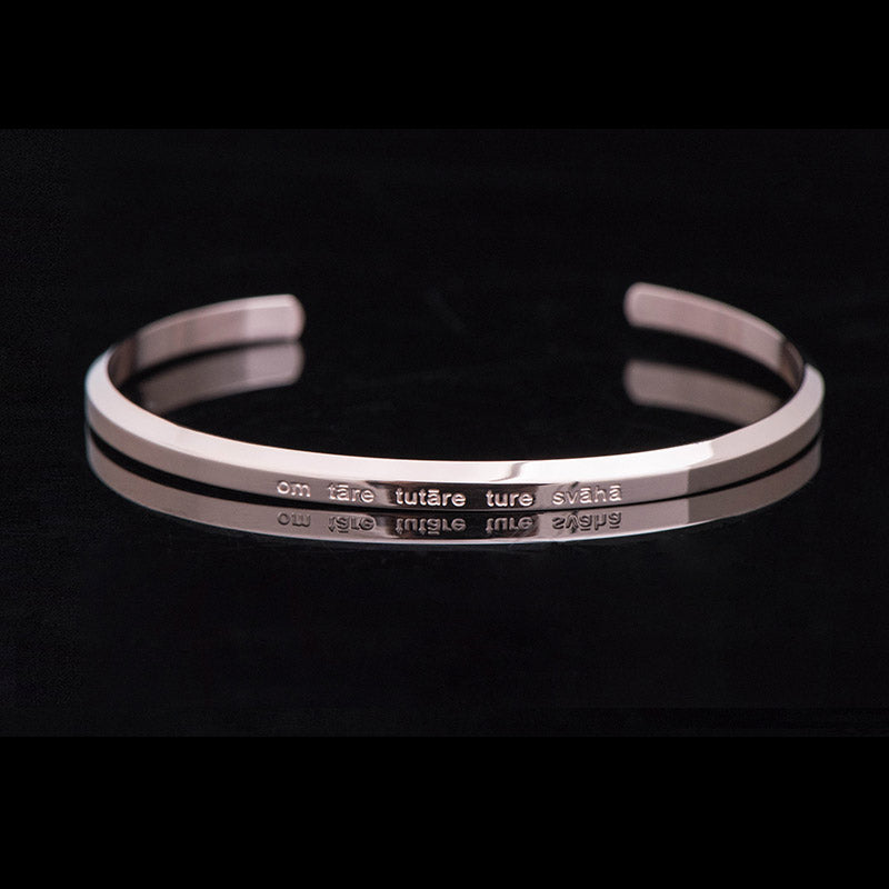 Buddha Stones Six True Words Engraving Titanium Steel Blessing Protection Bracelet - Green Tara - Peachpuff - Large - image 13