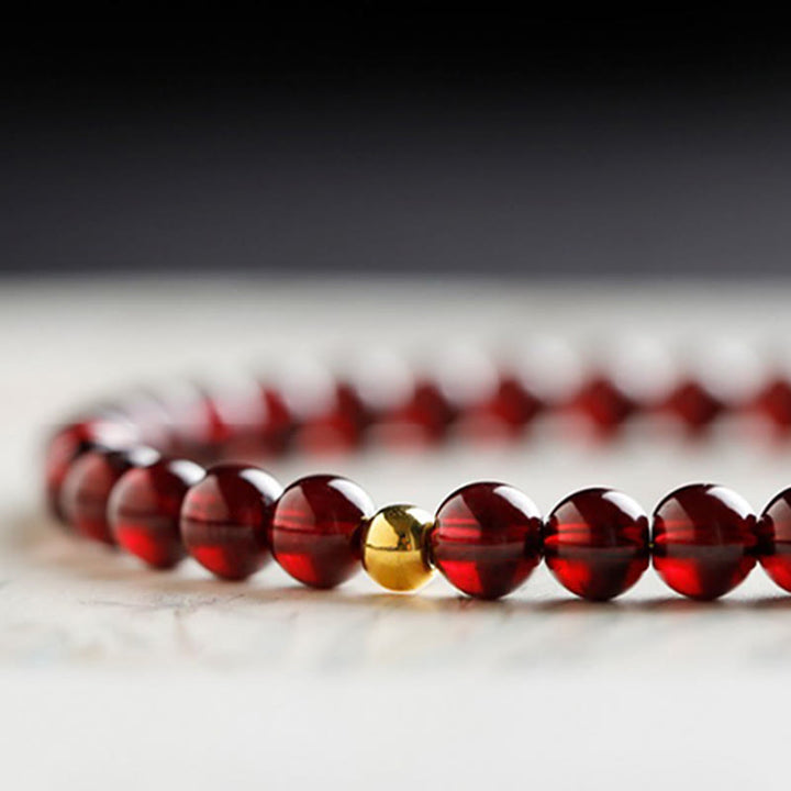 Buddha Stones 999 Gold Koi Fish Natural Garnet Protection Bracelet - image 11