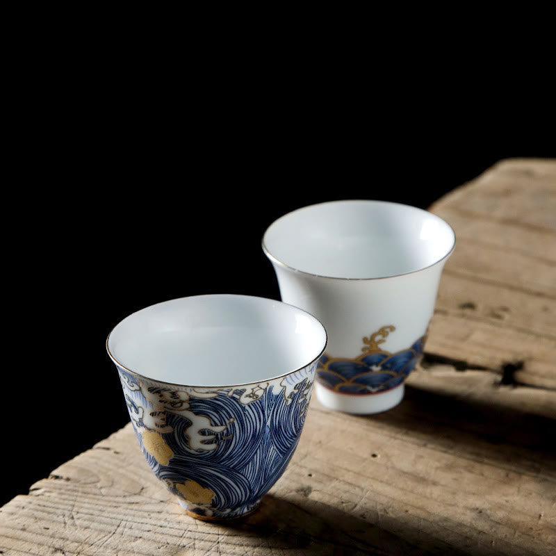 Buddha Stones Vintage Ocean Sea Waves Ceramic Teacup Tea Cups - image 9