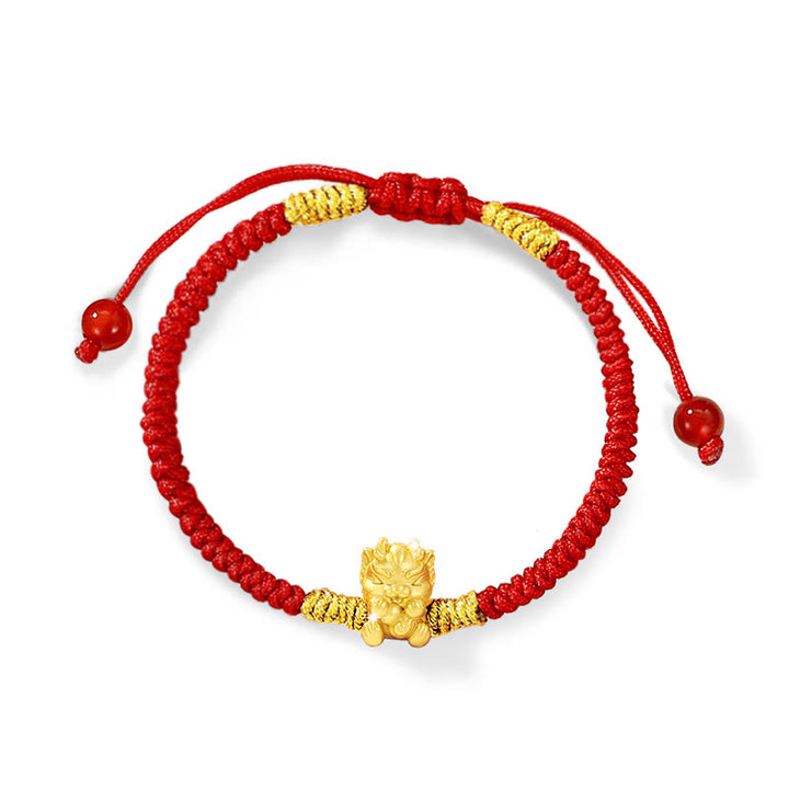 Buddha Stones 999 Sterling Silver Year of the Dragon Copper Coin Fortune Dragon Fu Character Luck Handcrafted Red String Braided Bracelet - Dragon(Wrist Circumference 14-21cm) - image 10