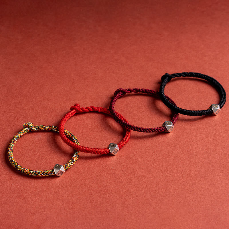 Buddha Stones 925 Sterling Silver Handmade Chinese Zodiac Natal Buddha Luck Protection Braided String Bracelet - image 1