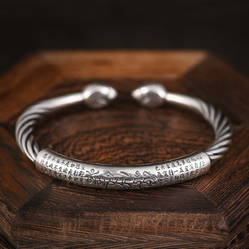 Buddha Stones Tibetan Om Mani Padme Hum Heart Sutra Purity Cuff Bracelet - image 1