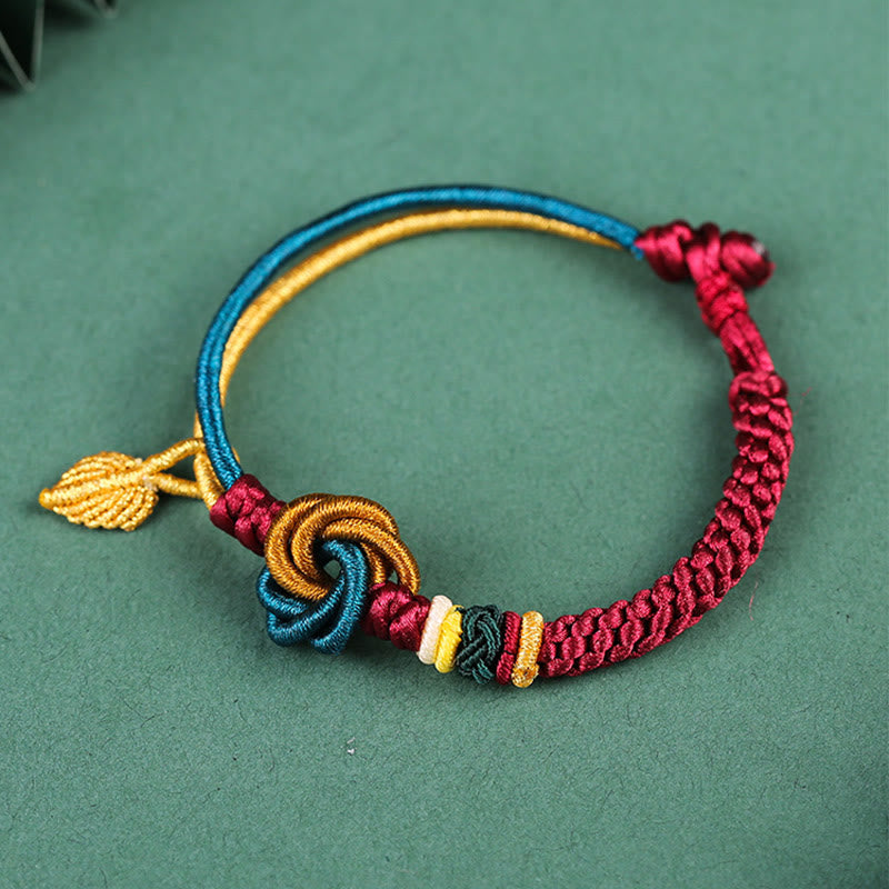 Buddha Stones Tibetan Handmade Mandala Knot Leaf Luck Rope Bracelet - image 3