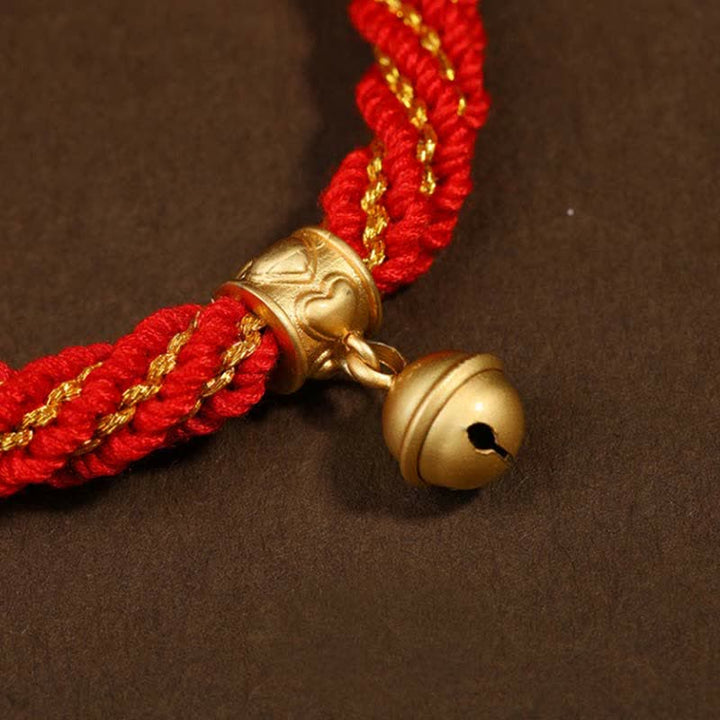 Buddha Stones Tibetan Handmade Luck Protection Thangka Prayer Wheel Bell Charm Braid String Bracelet - image 5