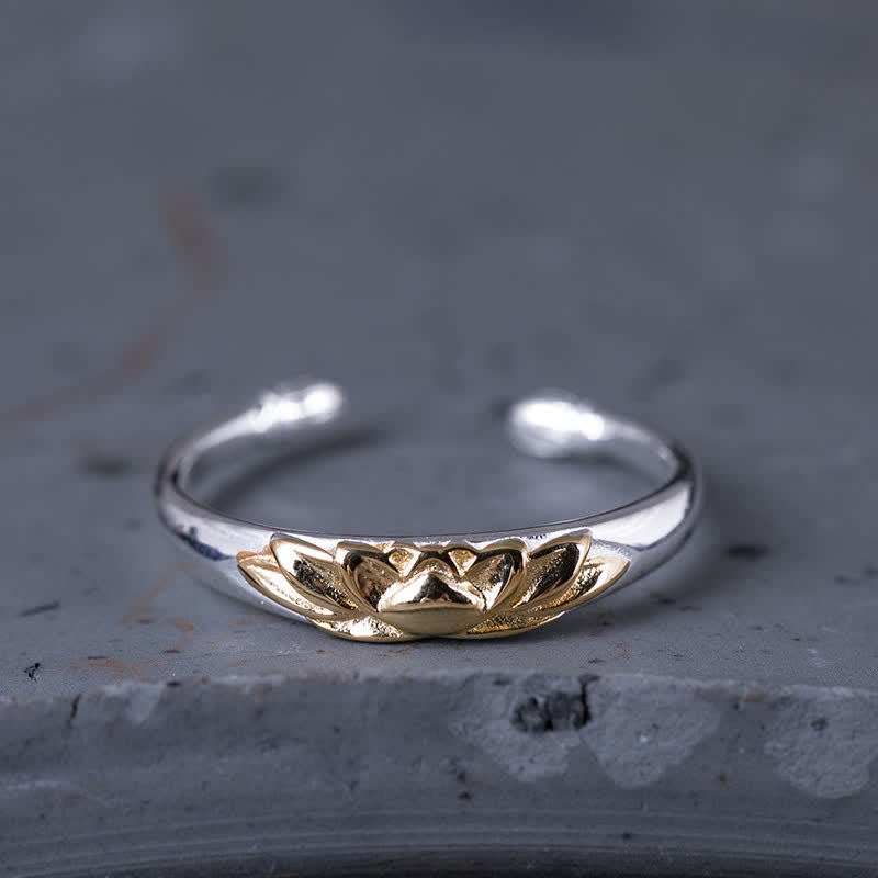 Buddha Stones 925 Sterling Silver Lotus Flower New Beginning Ring - 925 Sterling Silver - image 0