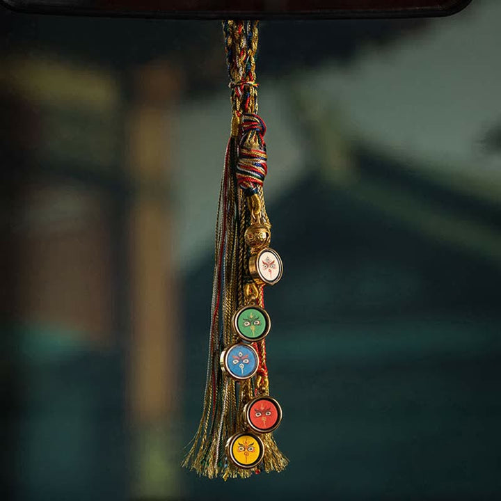 Tibet Handmade Five God Of Wealth Thangka Protection Wall Car Hanging Decoration - image 12