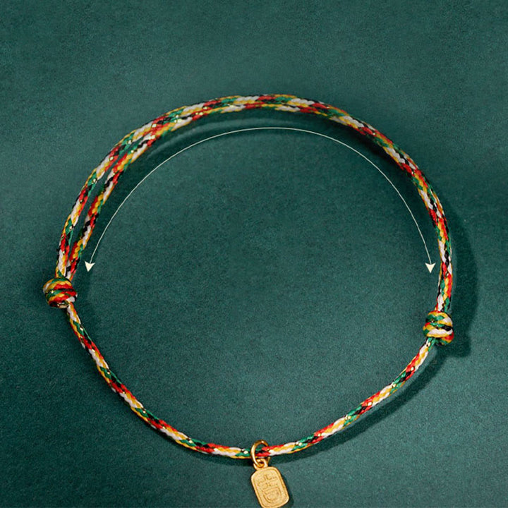 Buddha Stones Auspicious Fu Character Peace And Joy Luck Handmade Multicolored Child Adult Bracelet - image 3