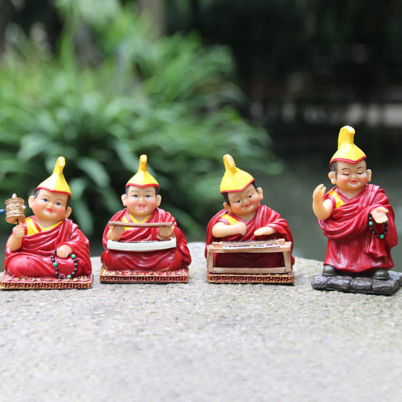 Buddha Stones Hand Painted Tibetan Lama Figures Carved Creative Home Office Car Decoration Ornament - image 2
