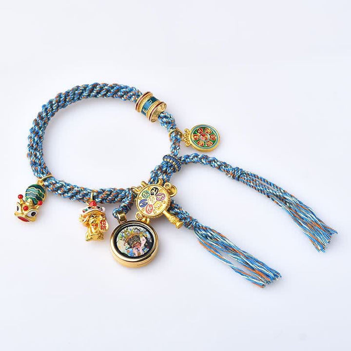 Buddha Stones Tibetan Zakiram Goddess of Wealth Thangka Luck Prayer Wheel Braid String Bracelet - image 5
