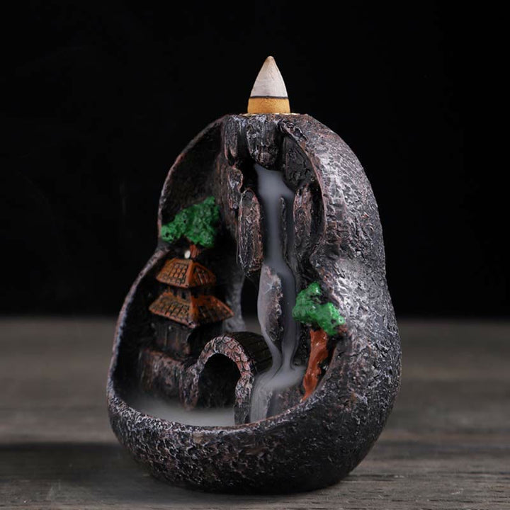 Mountain Bridges Pattern Meditation Resin Backflow Incense Burner - image 2