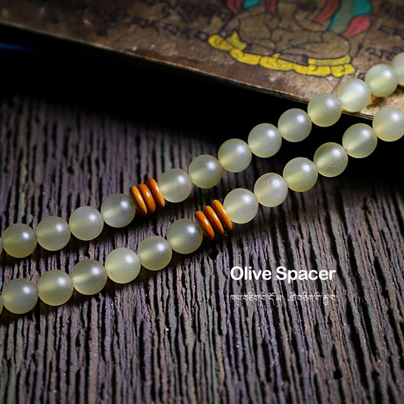 Buddha Stones 108 Mala Beads Tibet Sheep Horn Amber Luck Bracelet - image 15