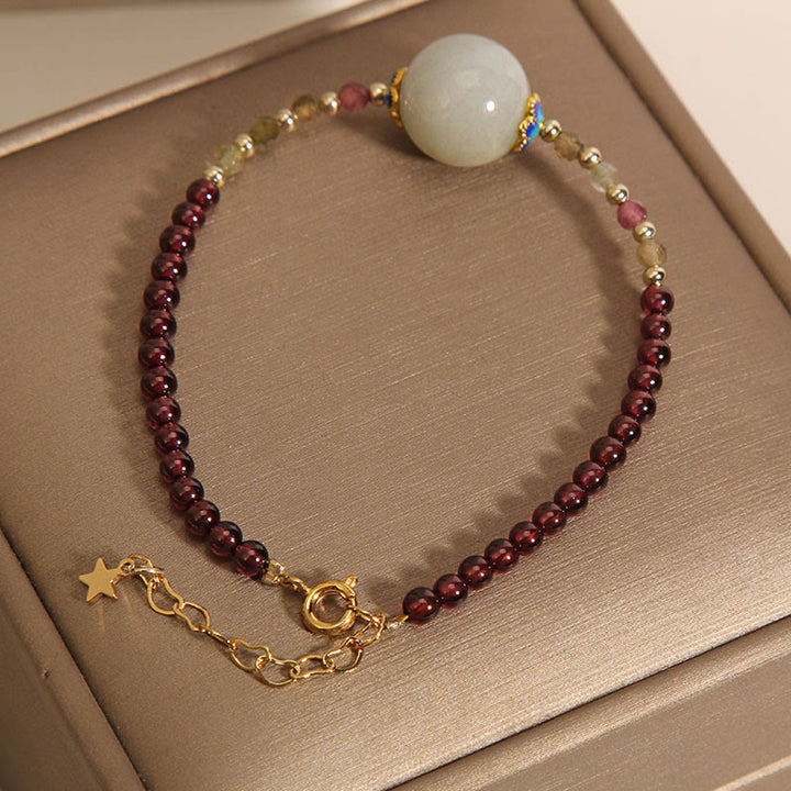 Buddha Stones Garnet Jade Bead Peace Buckle Protection Bracelet - image 3
