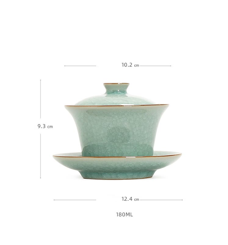 Buddha Stones Retro Green Ice Glaze Ceramic Gaiwan Sancai Teacup Kung Fu Tea Cup And Saucer With Lid - image 14
