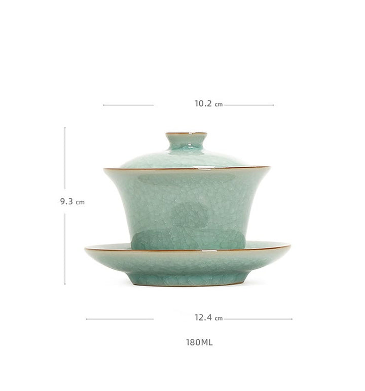 Buddha Stones Retro Green Ice Glaze Ceramic Gaiwan Sancai Teacup Kung Fu Tea Cup And Saucer With Lid - image 14