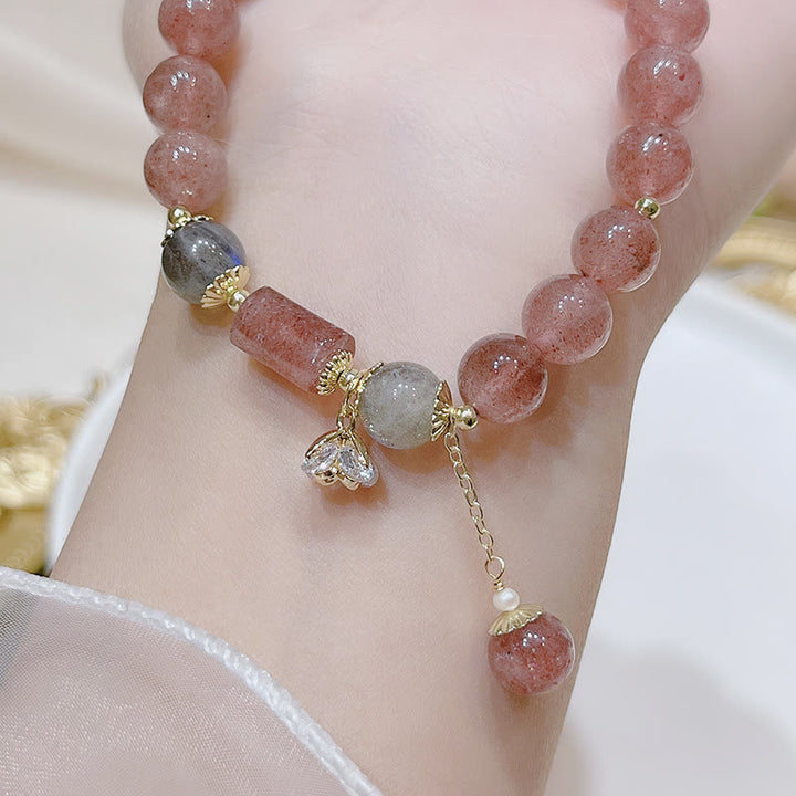 Buddha Stones Natural Strawberry Quartz Moonstone Love Bracelet - image 6