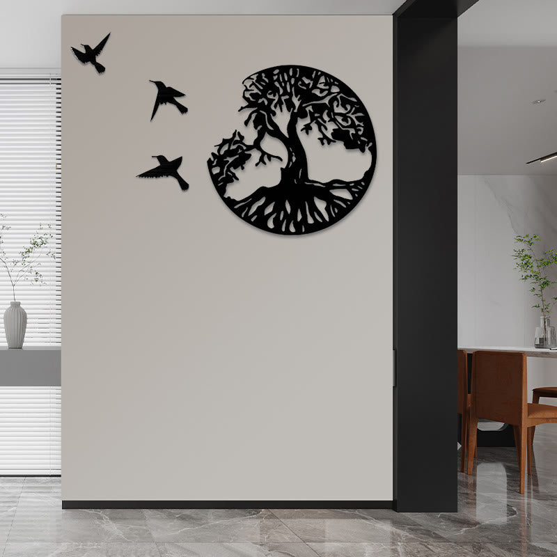 Buddha Stones Tree of Life Birds Creation Wall Art - 50*50cm - image 0